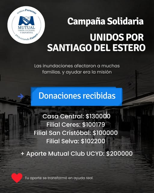Mutual Del Club UCYD: Cierre de Campaña Solidaria “Unidos por Santiago del Estero”